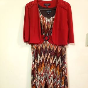 Occasion dress with over coat and belt